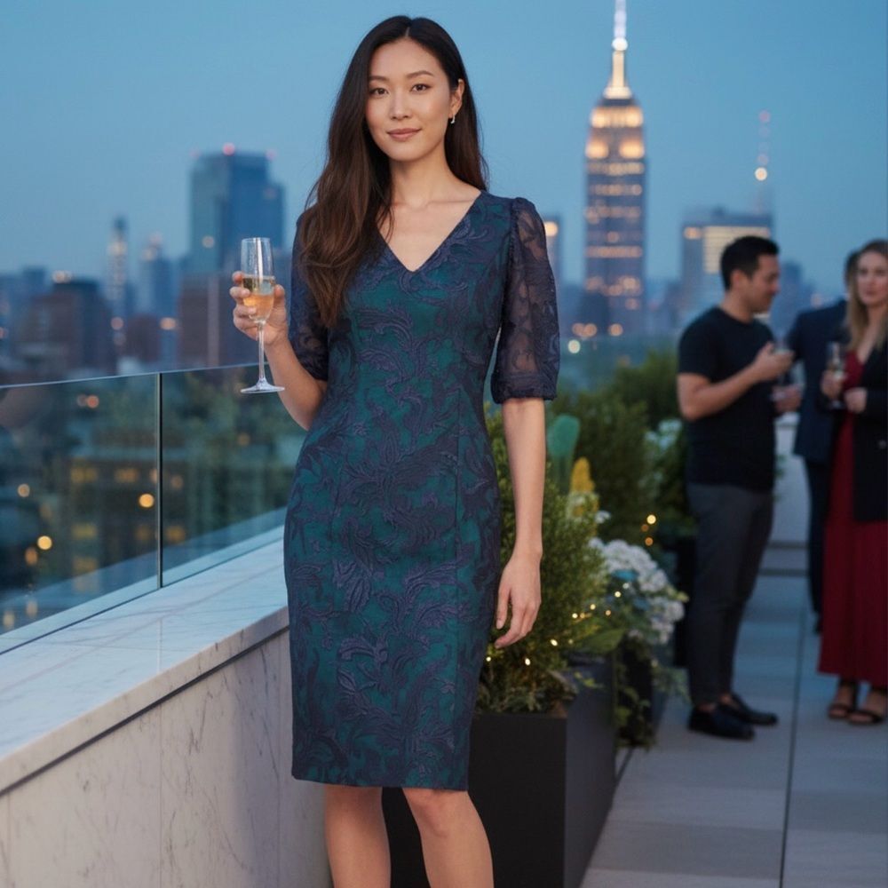 JS Celestial Embroidered Cocktail Dress Size 4